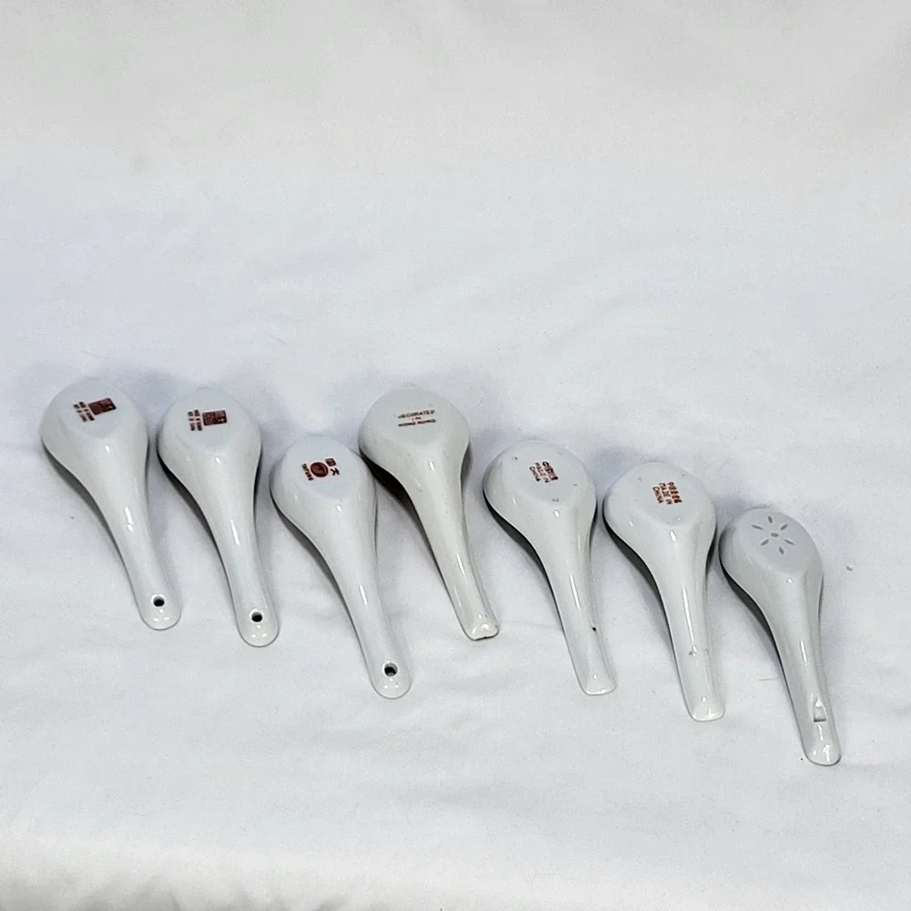 Vintage Chinese Porcelain Soup Spoons Set of 7 Tatung Famille Rose Floral Dragon
